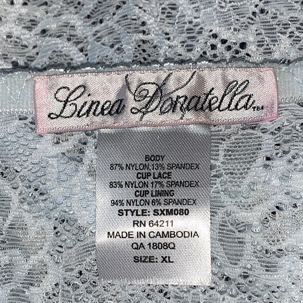 NWOT Linea Donatella Allover Lace Babydoll and Thong 2 Pc Set in Baby Blue XL - Picture 13 of 16